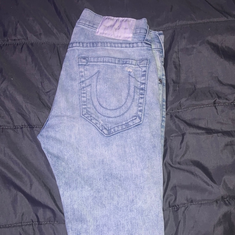 Light wash True Religion Rocco relaxed skinny fit jeans